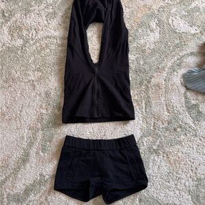 Norma Kamali Black Sleeveless Top and Shorts